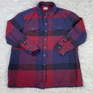 Marine Layer Shirt Womens Medium Red Blue Plaid Riley Overshirt Shaket Pockets